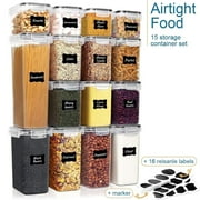 15 Packs Airtight Food Storage Containers Set with Lids, Kitchen Pantry Organization and BPA Free Plastic Canisters Include 24 Labels By WEPSEN