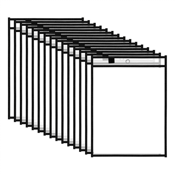 15 Packs Dry Erase Pockets Reusable Plastic Sleeves Clear Job Ticket Holders for Teacher Classroom School Office Work