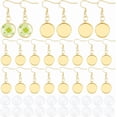 thumbnail image 1 of 15 Pairs 18K Gold Plated Blank Dome Dangle Earrings Stainless Steel Flat Round Earring Bezel Tray Cabochon Setting with Ear Wire Hooks Bezel Trays Cabochons for DIY Jewelry Making Tray 14mm, 1 of 5