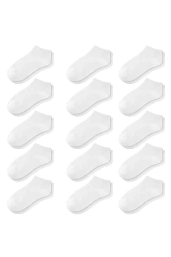 15 Pairs Kids Low Cut Ankle Socks for Boys Girls 1-13, Breathable Lightweight No-Show for Sneakers Sports School