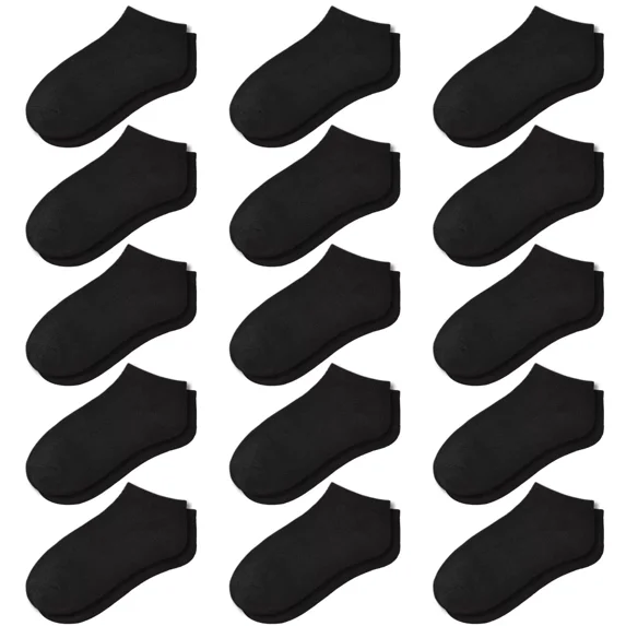 15 Pairs Kids Low Cut Ankle Socks for Boys Girls 1-13, Breathable Lightweight No-Show for Sneakers Sports School