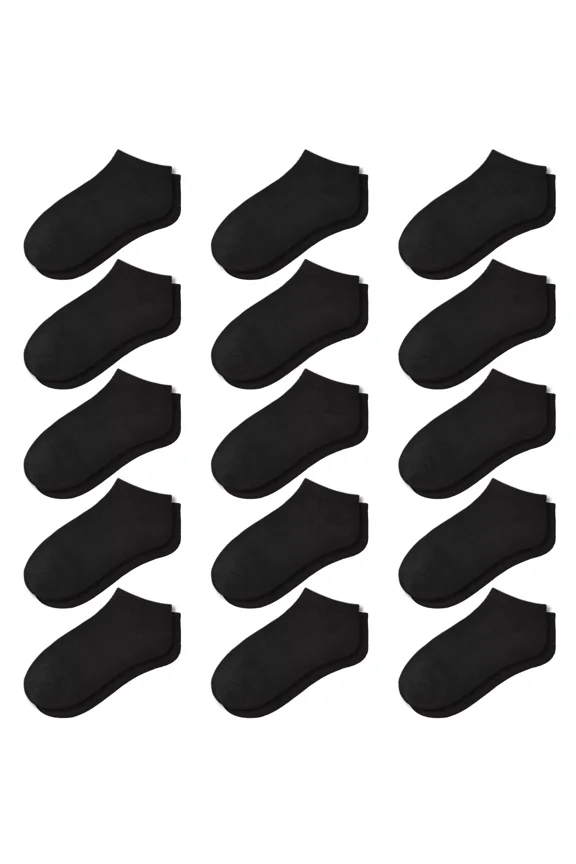 15 Pairs Kids Low Cut Ankle Socks for Boys Girls 1-13, Breathable Lightweight No-Show for Sneakers Sports School