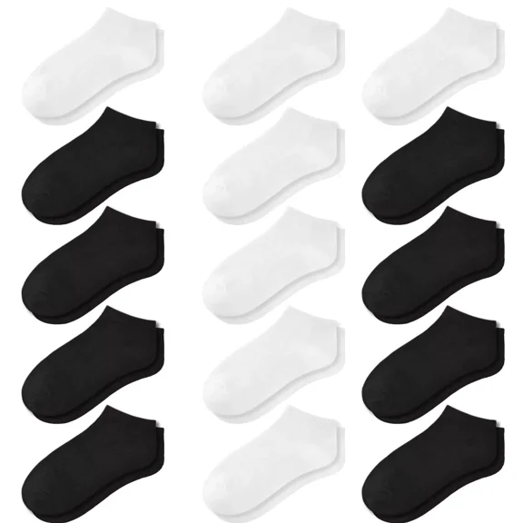 15 Pairs Kids Low Cut Ankle Socks for Boys Girls 1-13, Breathable Lightweight No-Show for Sneakers Sports School