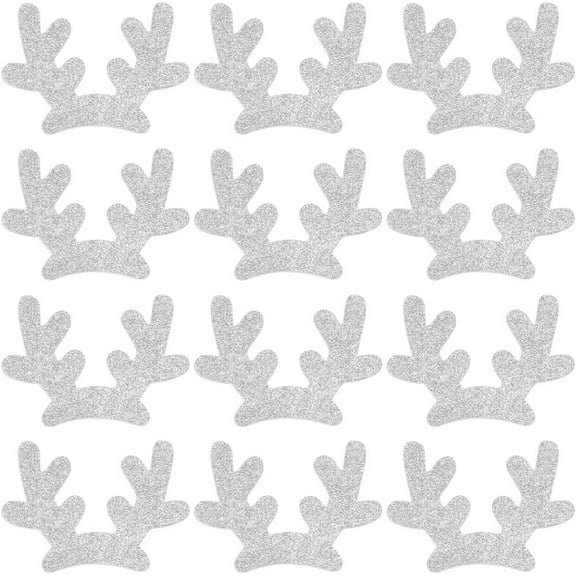 15 Pairs Mini Antlers Hair Clips Embellishments Sliver Christmas Deer Flocking Deer Antlers Accessories Reindeer Elk Branch Animals Horn Snowman Hand for Headband Snowman Wedding Party for DIY Silver