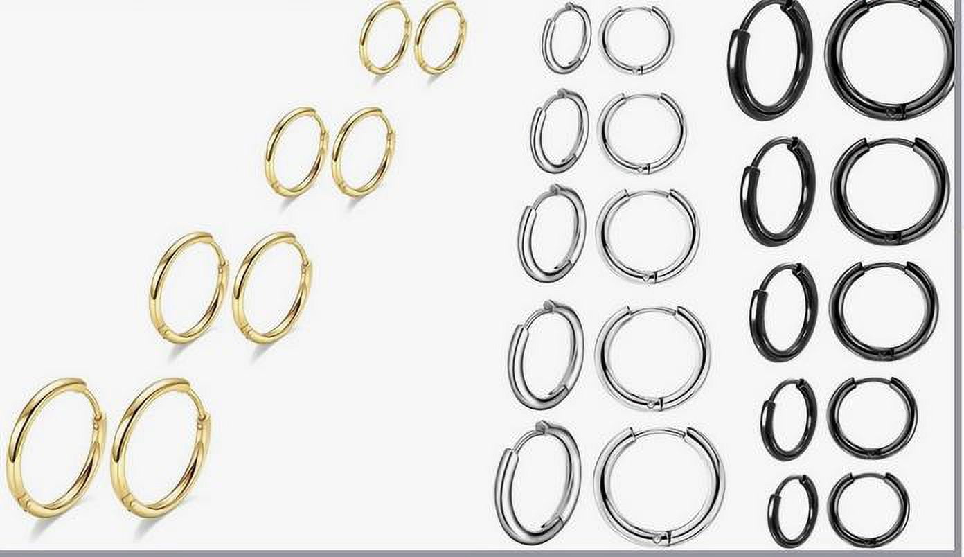 15 Pairs Titanium Steel Hoop Earrings Men Hoop Earrings Hoop Earrings