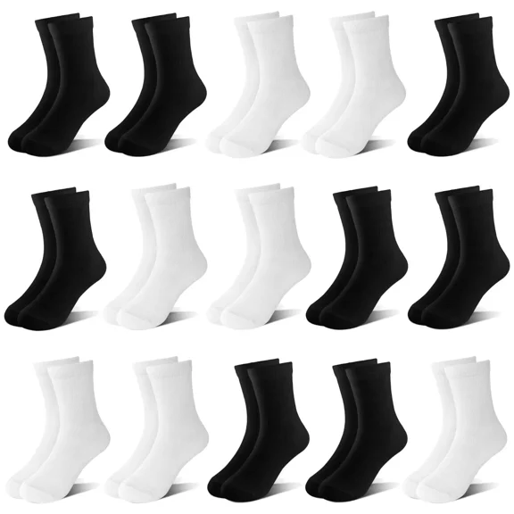 15 Pairs Toddler Socks Kids Socks Boys Crew School Athletic Mid Calf Dress Socks for 1-13 Years Boys Girls Children