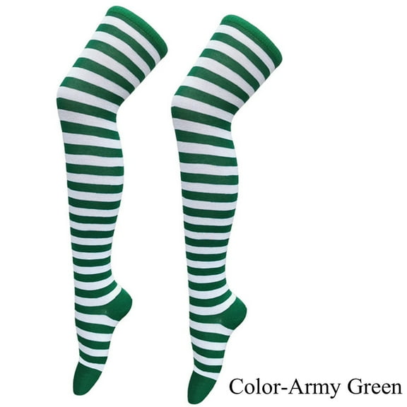 1 Pairs Women Thigh High Socks Striped Knee High Socks Thigh High Socks for Multicolored Elastic over The Knee Long Stocking Socks for Women Girls Anime Daily
