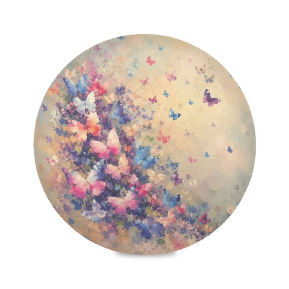 15" Pastel Art Printed Round Placemats Set of 1 Heat Resistant Table Mat for Kitchen for Party Deco