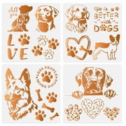 15 Patterns Dog Craft Stencil Templates 11.8 x 11.8 Inch Plastic Reusable Dog Paw Stencils for Painting on Wood Wall Floor Fabric Furniture DIY Home Decor Craft Stencil for Dog Lover Multi-color