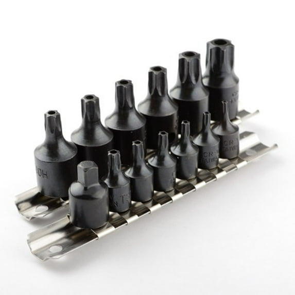 15 Pc 1/4" & 3/8" Drive Impact Tamper Star Bit Set