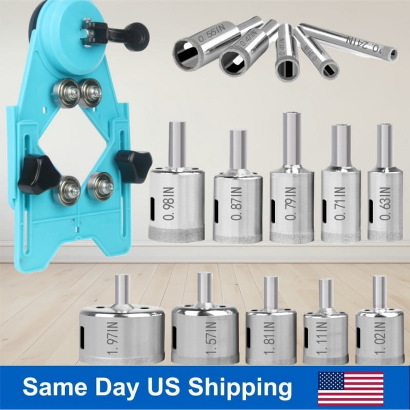 15-Pc Diamond Hole Saw Kit with Drill Guide, 6-50mm Tile & Glass Drill Bit Set for Porcelain & Marble