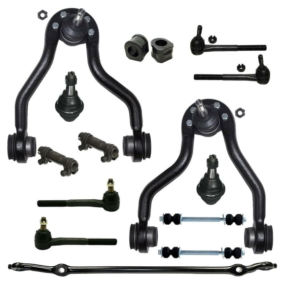 15 Pc Front Suspension Kit Sway Bar Frame Bushings 31.75mm (1.25 inch) Control Arms Sway Bar Links Inner & Outer Tie Rod Ends Center Link Fits select: 1996-2000 CHEVROLET GMT-400