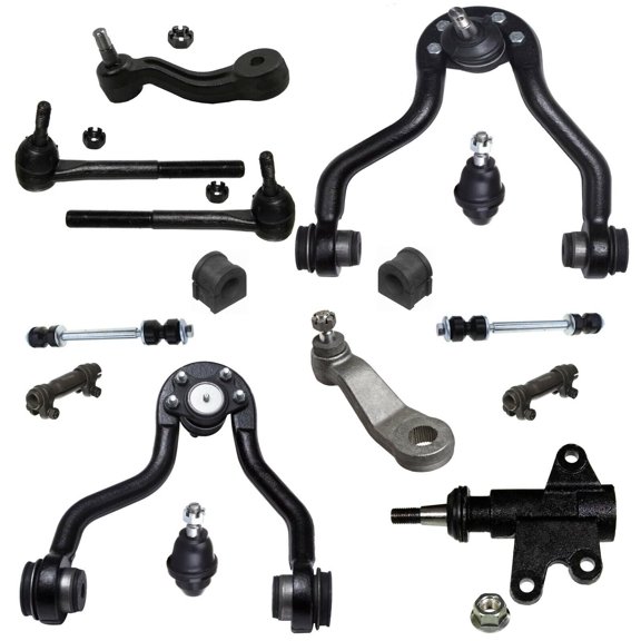 15 Pc Suspension Kit Stabilizer Bar Bushings,Tie Rod Ends, Lower Ball Joint, Idler & Pitman Arms, Upper Control Arms & Sway Bars