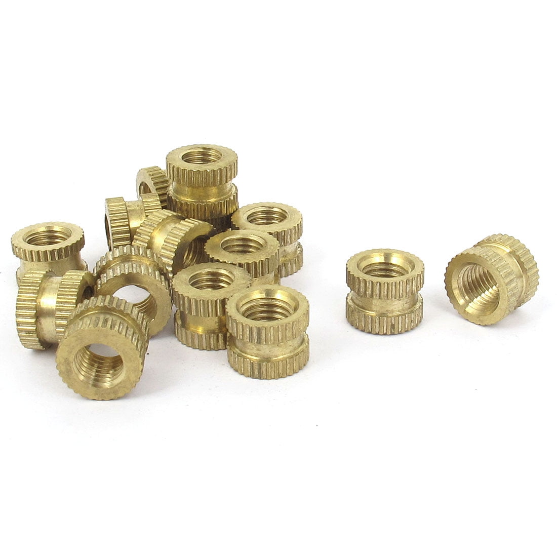 15 Pcs 1/4"28x7.5mm(L)x10mm(OD) Metric Threaded Brass Knurl Round