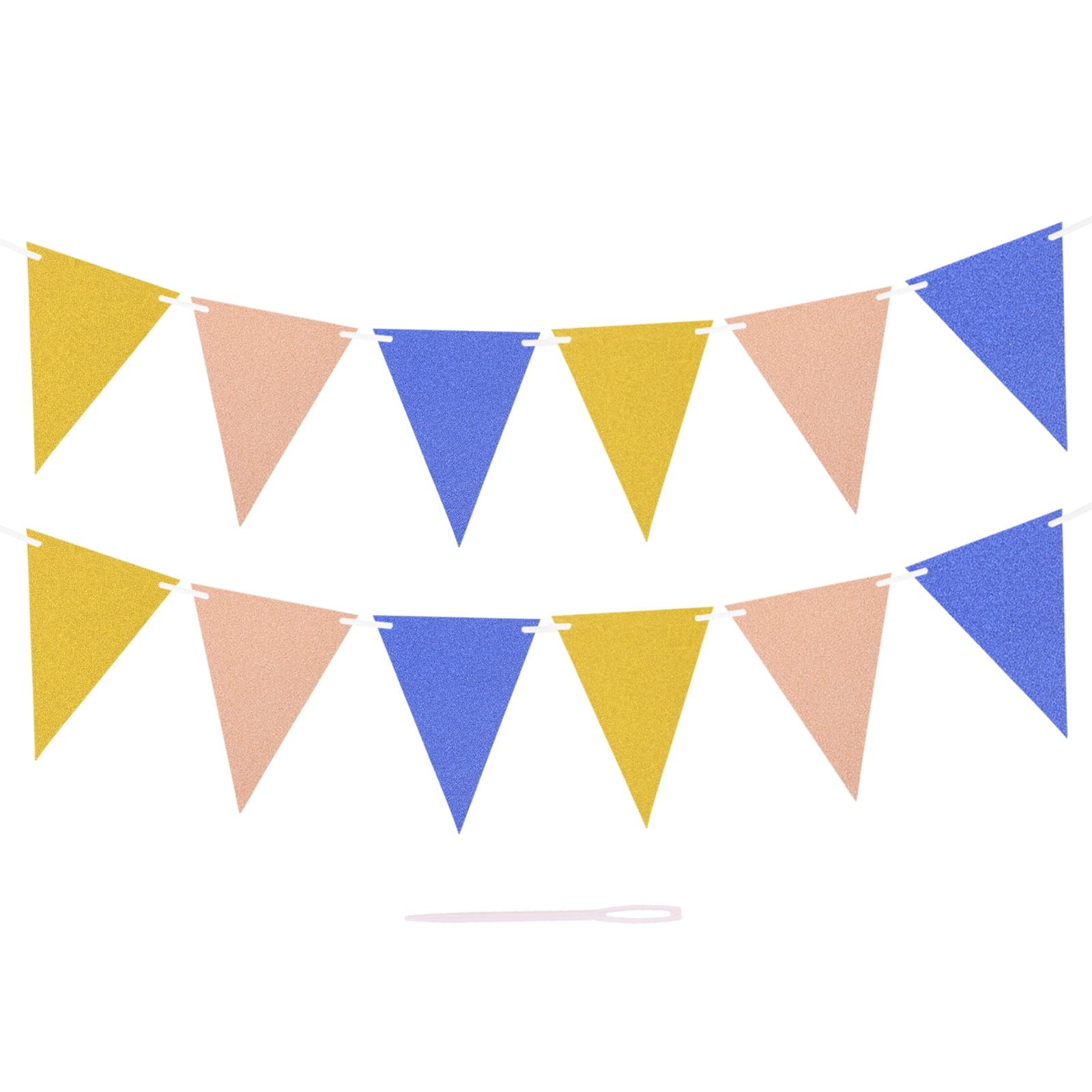15 Pcs 10 Feet Glitter Paper Garland Pennant Flags Gold/Deep Blue/Rose ...