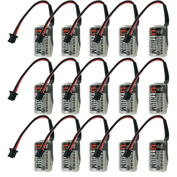 15 Pcs 1000mAh JZSP-BA01 ER3V/3.6V Non-Rechargeable PLC Lithium Battery with Plug for Toshiba PLC Battery
