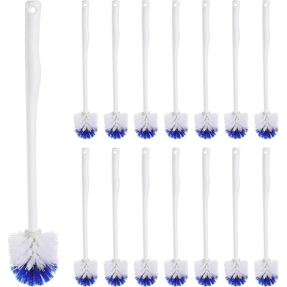 15 Pcs 18.5 Inch Toilet Bowl Cleaner Brush Bathroom Long Plastic Handled Cleaning Scrubber with Hook Hole Without Holder for Household Cleaning (Blue,White)
