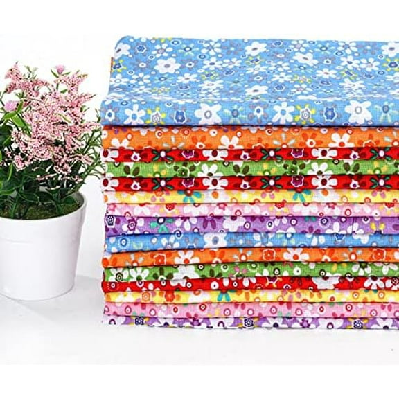 15 Pcs 20 x 20 Inch Cotton Fabric Floral Square Quilting Patchwork Flower Fabric Fat Quarter Colorful Printed Square Patchwork Fat Bundles for DIY Crafts Cloths Handmade Accessories Supplies