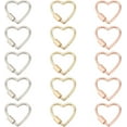 thumbnail image 1 of 15 Pcs 3 Colors Heart Shape Lock Charm Clasps Alloy Linking Rings Hook Closure Buckle Charm Pendant Keyring Small Spring Snap Hooks for Backpacks Handbags Key Rings Making Colorful, 1 of 7