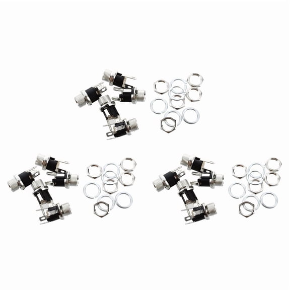 15 Pcs 5.5mmx2.1mm DC Power Jack Socket Female Panel Mount Connector,15 x DC Power Jack PCB Mount Connector,Silver Tone & Black