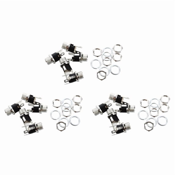15 Pcs 5.5mmx2.1mm DC Power Jack Socket Female Panel Mount Connector,15 x DC Power Jack PCB Mount Connector,Silver Tone & Black
