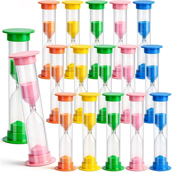 15 Pcs 5 Minute Sand Timer, Plastic Hourglass Min Visual Clock Colorful ...