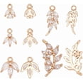 thumbnail image 1 of 15 Pcs 5 Styles Cubic Zirconia Leaf Charms Shiny Pave Clear Leaf Charms Connector Assorted Shaped Rhinestone Leaves Pendant for Gorgeous Jewelry Making Gold Making DIY, 1 of 7