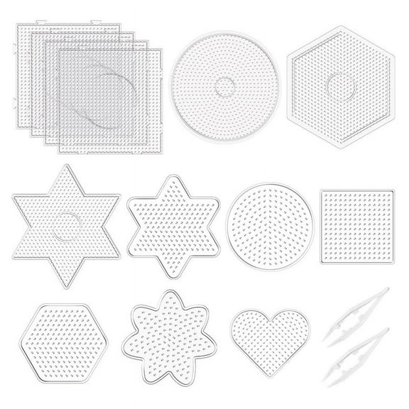 15 Pcs 5 mm Fuse Beads Pegboards Plastic Fuse Bead Boards Large Clear Pegboards Kits Template Beading Supplies