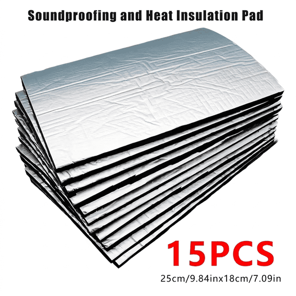 15 Pcs 5mm Car Sound Deadening Mat, Aluminum Foil Heat Insulation Pad, Auto Anti-Noise Vibration Dampening Pad