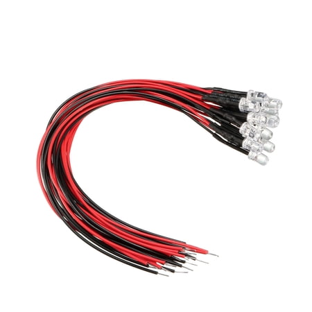 15 Pcs 5mm Pre-Wired Diffused LED Diodes Light 20mA DC 9-12V Red