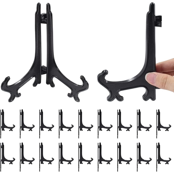 15 Pcs 6 Inch Black Plastic Easels or Stand/Plate Holders, Displays Pictures/Photos, Artworks, Posters, Small Boards