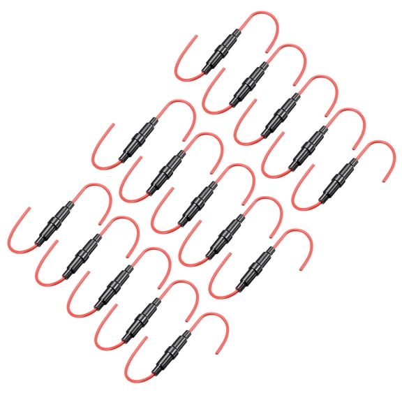 15 Pcs 6x30mm Inline Screw Type Fuse Holder 16 Gauge AWG Red Wire
