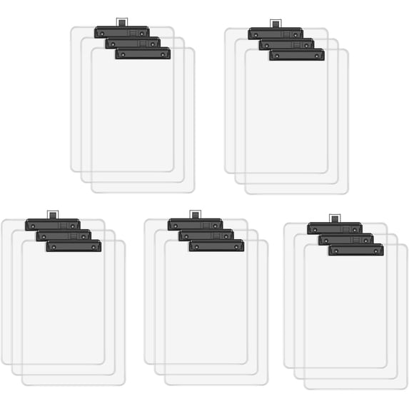 15 Pcs 8.5 x 11 Inch Clear Plastic Clipboard With Low Profile Clip Pen ...