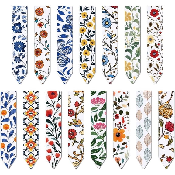 15 Pcs Acrylic Plant Tags Floral Theme Waterproof Garden Stake Labels Colorful Inverted Triangle Plant Marker