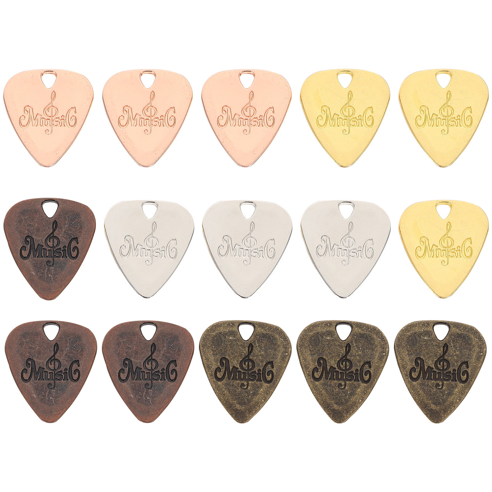 15 Pcs Alloy Guitar Picks Metal Electric Guitar Plectrums Tools (Assorted Color)