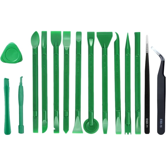15 Pcs Antistatic Spudger Plastic Opening Pry Tool SetSuitable for any touch screen or case Cleaning Scraper Prying and Opening Tool for Laptop Tablet iPhone ipad Cell Phone Green