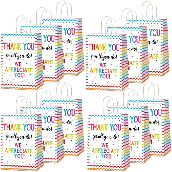 15 Pcs We Appreciate You Paper Gift Bags Thank You for All You Do Goodie Bag Be Thankful to Teacher Doctor Staff Treat Bag Decoration for Thank You Party Favors Supplies 8.3 x 6.3 x 3.1inch
