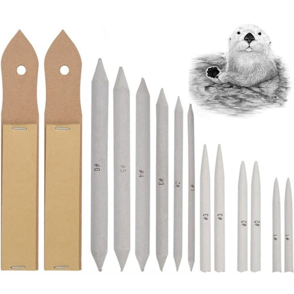 15 Pcs Art Blending Pencils Tools,Happon Art Blending Set,Sandpaper Pencil Blender Stumps, Blending Stumps and Tortillions,Paper Art Blenders,Art Blending Set for Drawing, Sketching, Artists