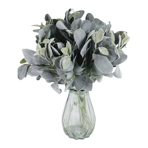 15 Pcs Artificial Flocked Lambs Ear Greenery Stem Faux Lamb's Ear Branches Picks Rustic Wedding Centerpiece