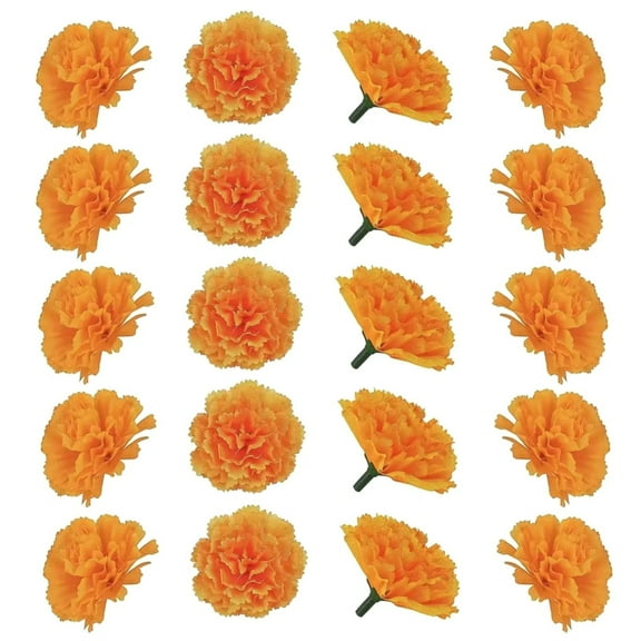 15 Pcs Artificial Marigold Flowers with Stems - Realistic Faux Blooms for Day of the Dead Home Decor & Altars