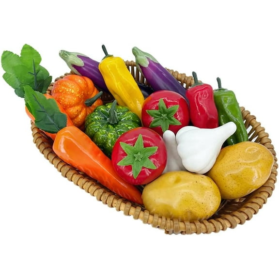 15 Pcs Artificial Vegetables, Fake Vegetables Decorative Food Realistic Vegetables for Kitchen Décor, Display Vegetables Props Fake Potatoes Pumpkin Carrot Tomato Peppers