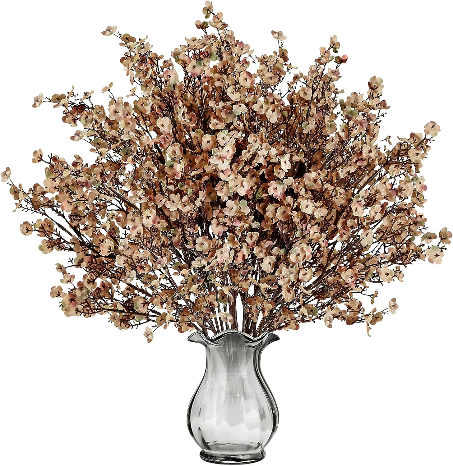 15 Pcs Babys Breath Artificial Flowers Gypsophila Bouquets Bulk Real Touch Fake Silk Flowers for Home Wedding DIY Floral Arrangement Kitchen Table Centerpiece Christmas Decoration (Gold)