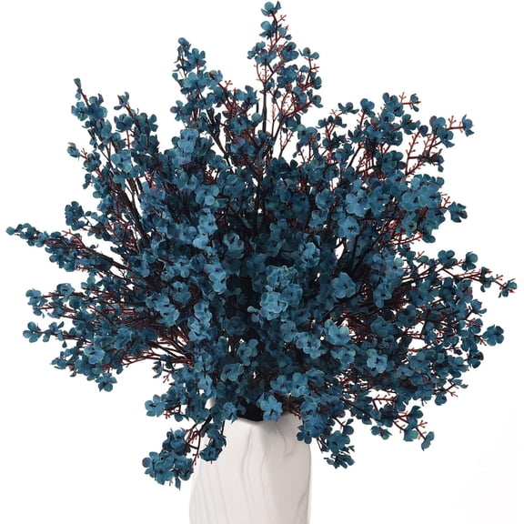15 Pcs Babys Breath Artificial Flowers Real Touch Faux Silk Gypsophila Bouquet Fake Plastic Flower Decor for Home Wedding Bouquets Floral Arrangement Party Table Centerpieces-Teal Blue