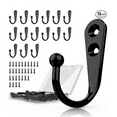 thumbnail image 1 of 15 Pcs Black Wall Mounted Coat Hooks, Hanger Hook with 30 Pieces Screws for Towel, Key, Robe, Scarf, Bag, Cap, Coffee Cup, Mugs, 1 of 4