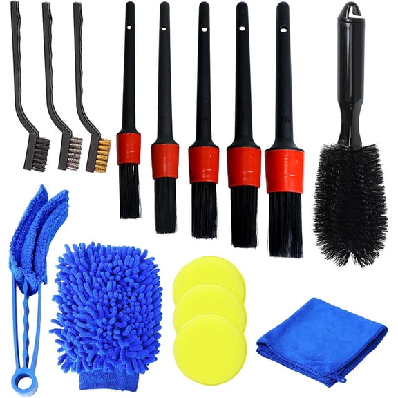 15 Pcs Car Detailing Brush Kit,Wheel Brushes Set,Tire Cleaning Brush Detailing Kit,Vent Cleaning Brushes Set for Car Motorcycle Bike Wheels,Engine,Vents,Dashboard
