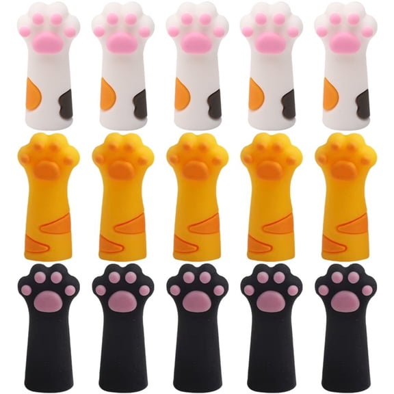 15 Pcs Cartoon Pencil Toppers, Cute Cat Pencil Caps Silicone Animal Pencil Tip Protector Cover
