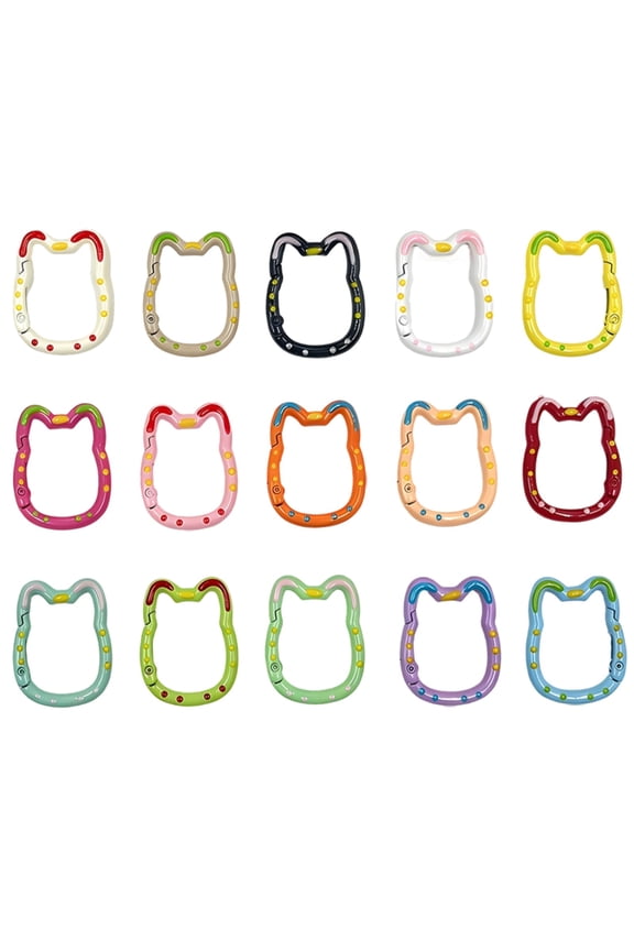 15 Pcs Cat Shape Carabiner Clips, Cute Keychain Clip with Hand-Painted Lucky Cat Pattern, Colorful Spring Clasp, DIY Jewelry Making, Bag Chains, and Keychains
