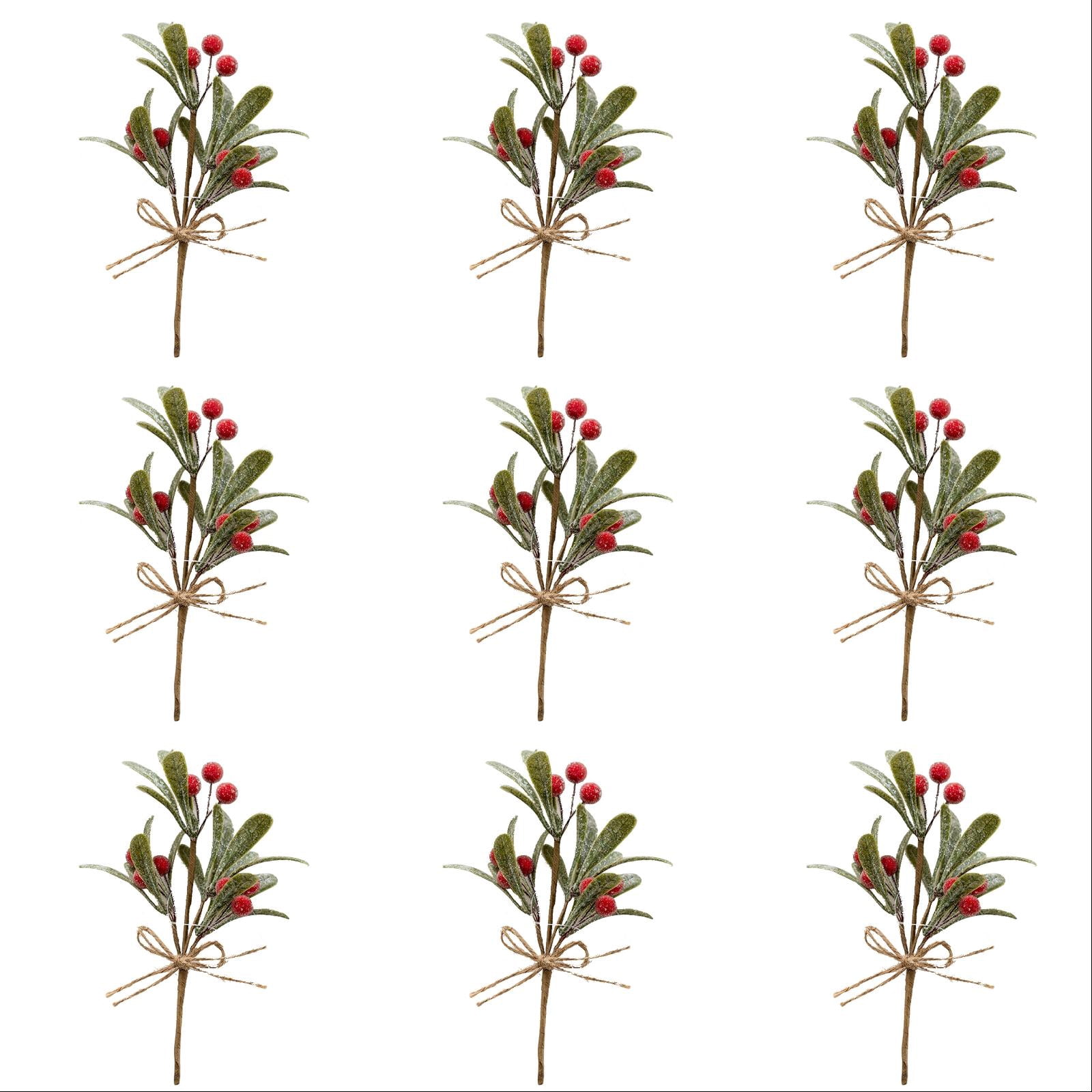 15 Pcs Christmas Berry Picks with Holly, Artificial Red Berry Evergreen ...