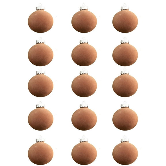 15 Pcs Christmas Large Velvet Balls Ornaments 3.14In Shatterproof Tree Hanging Plastic Ball Set Xmas Bulk Flocked Ornaments for Christmas Tree Home Party Wreath Decorations (Brown)