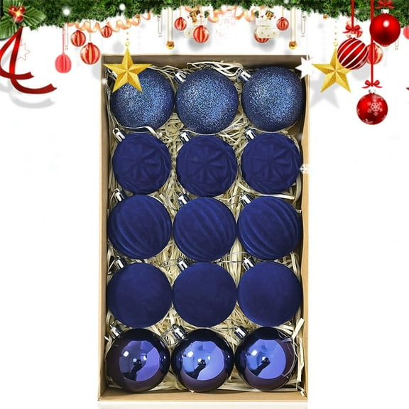 15 Pcs Christmas Large Velvet Balls Ornaments, Shatterproof Plastic Flocked Christmas Tree Balls, Flocked Xmas Tree Decorations Set for Home Office and Holiday Dcor